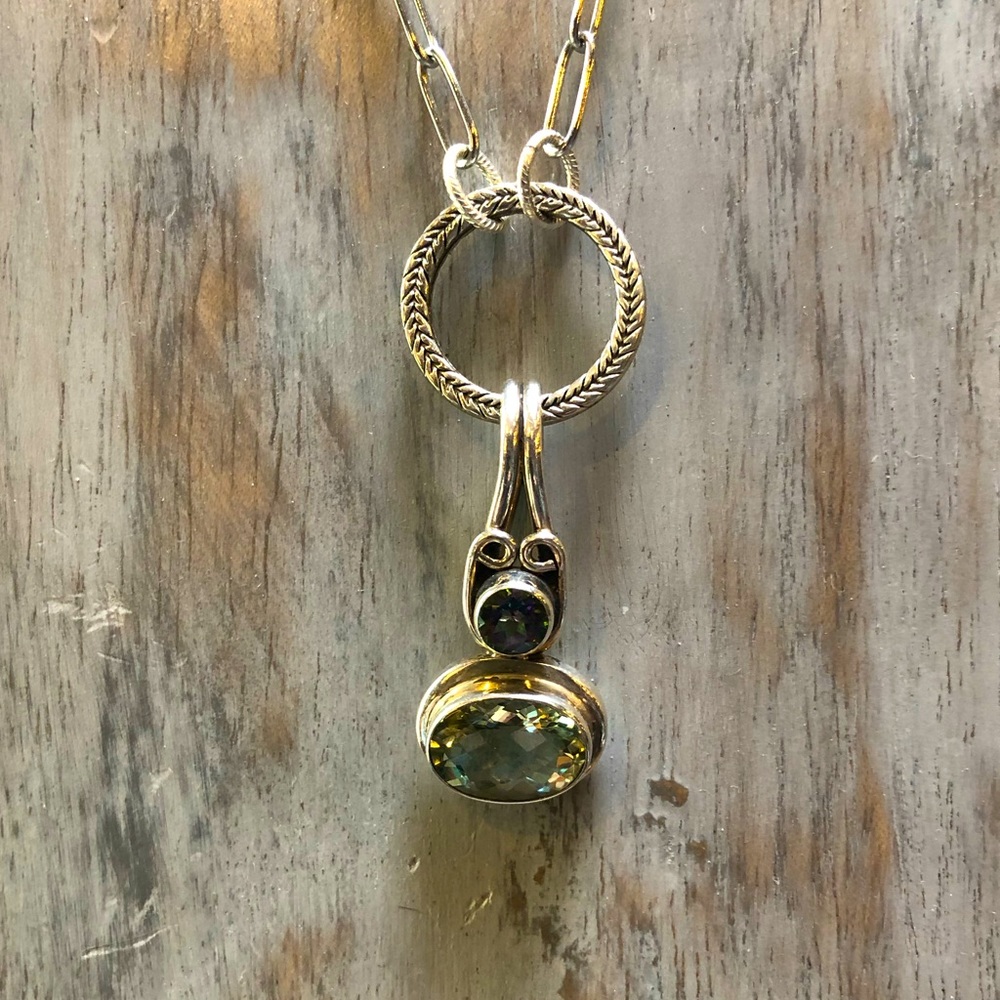 Mystic Topaz & Light Green Quartz Necklace